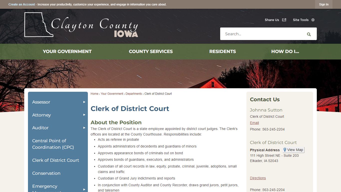 Clerk of District Court | Clayton County, IA